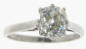 Antique Cushion Cut Diamond Solitaire Edwardian Engagement Ring - Click Image to Close