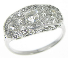 Art Deco Diamond Ring Platinum - Click Image to Close