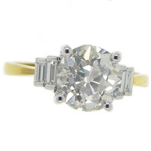 Art Deco style Brilliant Cut Diamond Solitaire ring - Click Image to Close