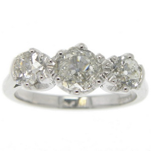 Old Cut Diamond Ring set with three diamonds - Click Image to Close