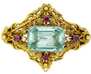 Mid 19th Century Aquamarine and Diamond Brooch/Pendant - Click Image to Close