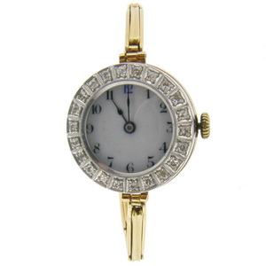 18ct yellow gold Antique diamond watch - Click Image to Close