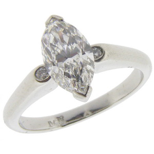 Platinum Marquise Diamond Solitaire with Delicate Diamond Should - Click Image to Close