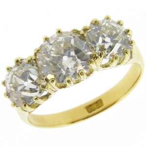 Antique diamond three stone ring. Shank marked 18ct 3.38 Diamond - Click Image to Close