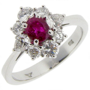 18ct Oval Ruby and Diamond Ring - Click Image to Close