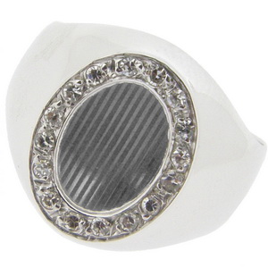 Gold and Diamond Dress Signet Ring - Click Image to Close