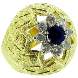 Diamond and Sapphire cocktail ring circa 1960s - Click Image to Close