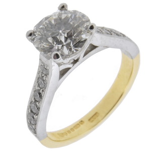 An Edwardian Cut Diamond Single Stone Ring 1.21 cts - Click Image to Close