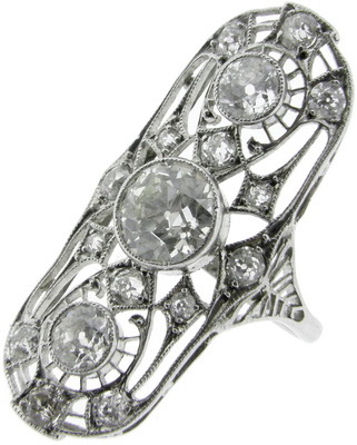 Diamond Art Deco ring - Click Image to Close