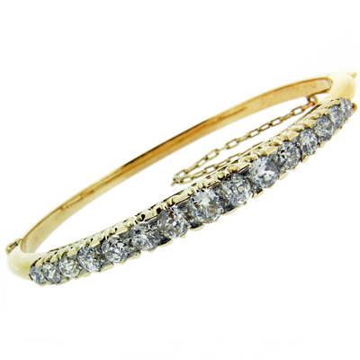 Victorian diamond bangle bracelet with 15 old cut diamonds - Click Image to Close