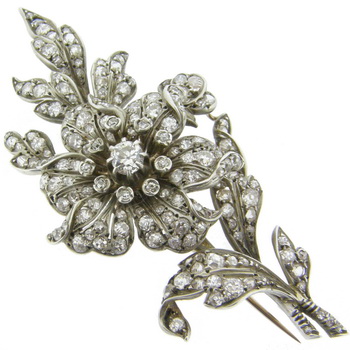 Diamond Flower Brooch circa 1900 - Click Image to Close