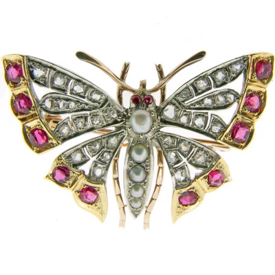 Butterfly Brooch & Pendant with Diamonds & Gemstones - Click Image to Close