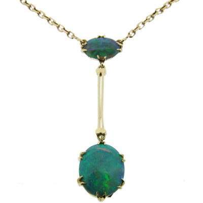 Black Opal Drop Pendant. - Victorian - Click Image to Close