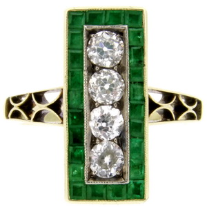 Antique Diamond and Emerald Ring - Gorgeous! - Click Image to Close