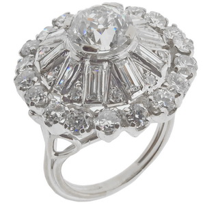 Vintage White Gold Diamond Cluster Cocktail Ring - Click Image to Close