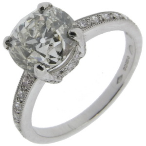 2.40 carat cushion cut diamond ring platinum - Click Image to Close
