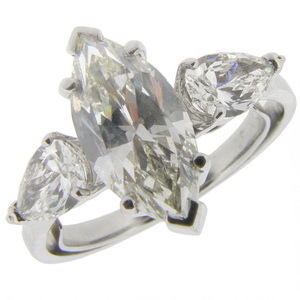 Marquise diamond ring with pear diamond shoulders - Click Image to Close