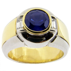 A Contemporary Sapphire and Diamond Solitaire Ring - Click Image to Close