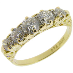 Victorian old cut diamond five stone ring - Click Image to Close