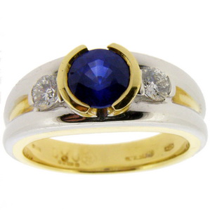 A Modern Sapphire and Diamond Trilogy Ring - Click Image to Close