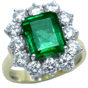 A Large Emerald cut Emerald and diamond Ring - Click Image to Close