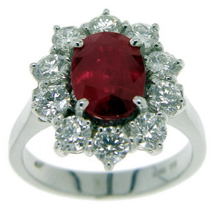 A Diamond and Ruby Cluster Ring - Click Image to Close