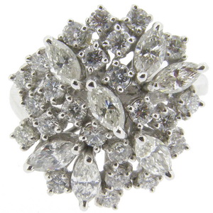 18k white gold diamond cluster ring - Click Image to Close