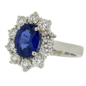 18ct Sapphire Cluster Ring - Click Image to Close