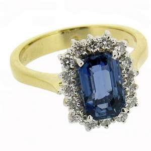 Fine Rectangular Sapphire Diamond Ring - Click Image to Close