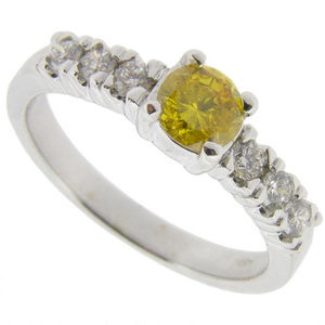 Fancy Vivid Yellow Solitaire Diamond Ring - Click Image to Close