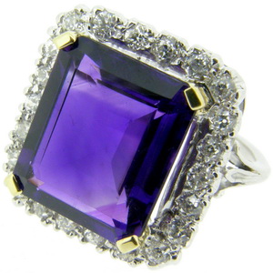 Diamond & Amethyst diamond ring - Click Image to Close