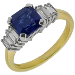 Art Deco Sapphire Diamond Ring - Click Image to Close