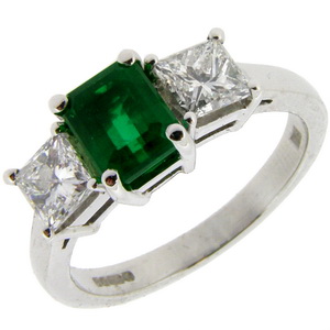 Classic Emerald & Diamond Engagement Ring - Click Image to Close