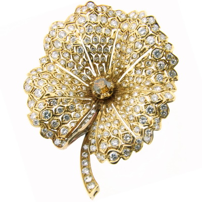 Vintage Diamond pansy brooch with Fancy coloured diamond - Click Image to Close