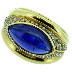 BVLGARI Marquise Sapphire and diamond Bulgari Ring 750 - Click Image to Close
