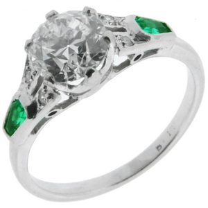 Art Deco Diamond Solitaire Ring 1.02 carats F colour - Click Image to Close