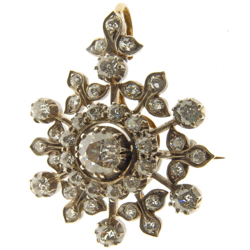 An Antique Diamond Cluster Brooch/Pendant - Click Image to Close