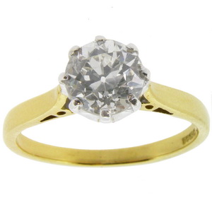 Old Cut Diamond Solitaire Engagement ring 1.24 carats - Click Image to Close