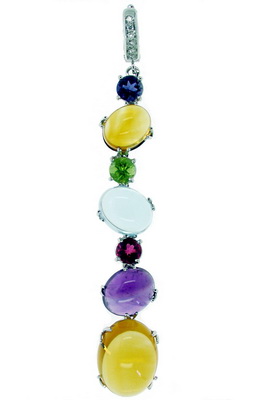 A Gorgeous Contemporary Gemstone Necklace with Diamonds. - Click Image to Close