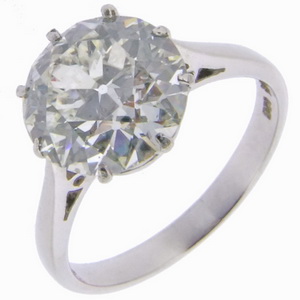 Old cut diamond ring set in Platinum, 3 carats, circa 1920 - Click Image to Close