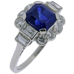 Diamond and Sapphire Art Deco ring - Click Image to Close