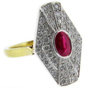 An Art Deco Style Ruby Ring - Click Image to Close