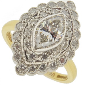 Marquise diamond cluster ring - Click Image to Close