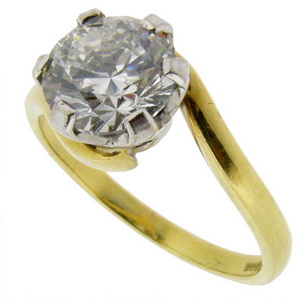 Diamond Solitaire 2.00 carats. Cross Over design 18ct Gold - Click Image to Close
