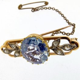 Edwardian Aquamarine & Diamond Brooch. Circa 1910