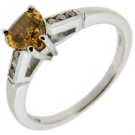 A Fancy Colour Orange Diamond Single Stone Ring