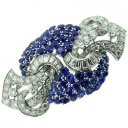 Art Deco Sapphire and Diamond double clip brooch