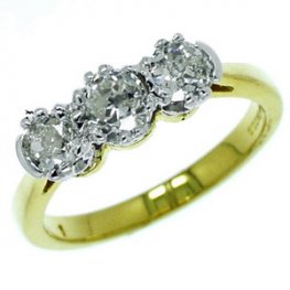 Vintage Old Brilliant Cut Diamond Three Stone Ring