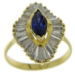 Marquise Shaped Sapphire & Diamond Ballerina Cluster ring