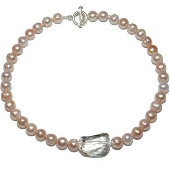 A Fresh Water Pearl Necklace Pink Pearls - Click Image to Close